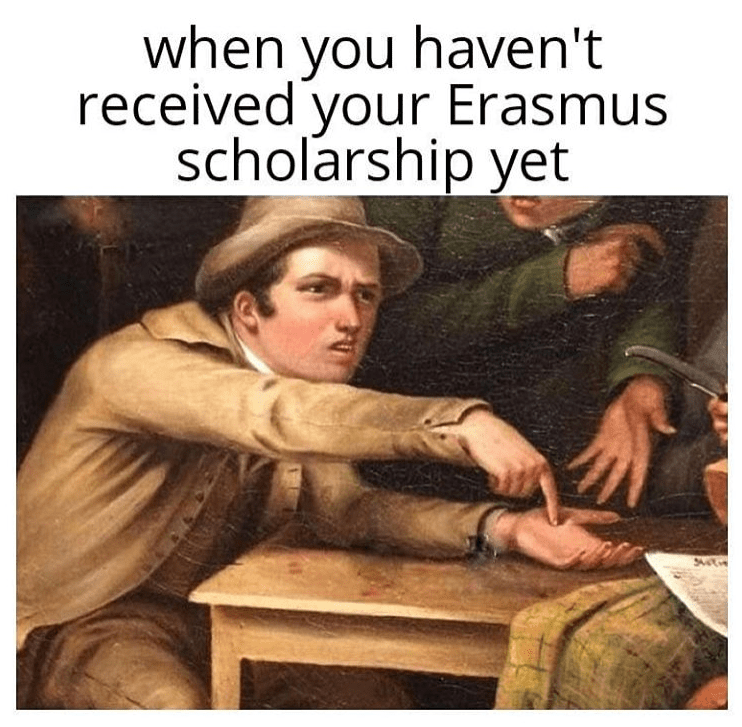 erasmus meme about receiving scholarship