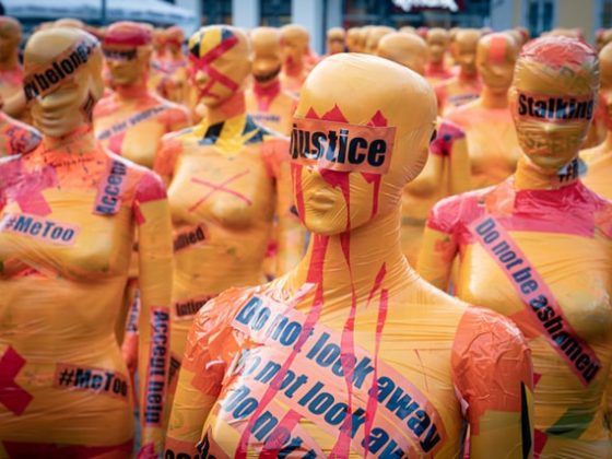 mannequins in a protest against gender-based violence