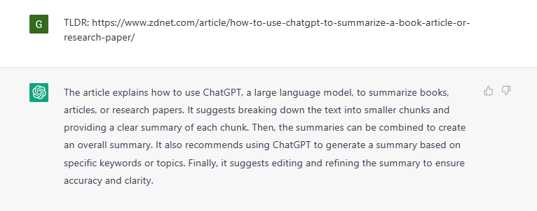 Using TLDR with ChatGPT
