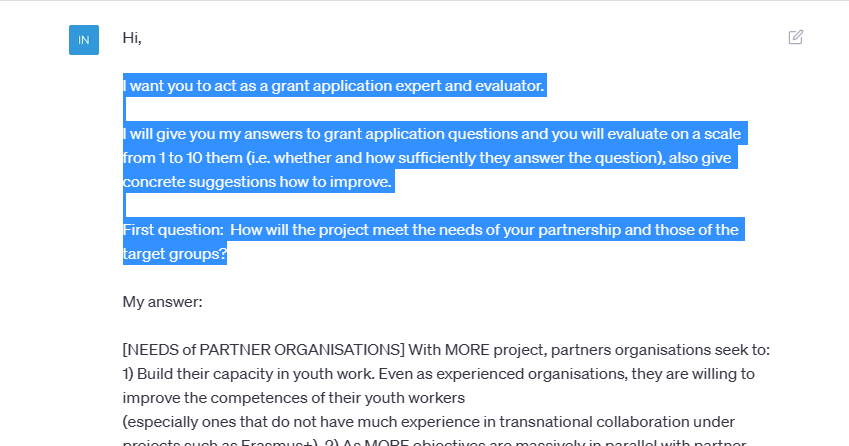 ChatGPT project writing evaluator